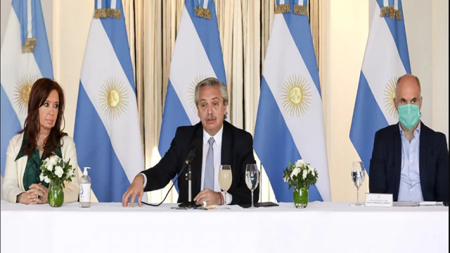 Fernández con Cristina Kirchner y Rodríguez Larreta