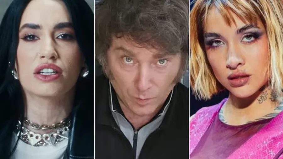 Lali Espósito, Javier Milei y María Becerra.