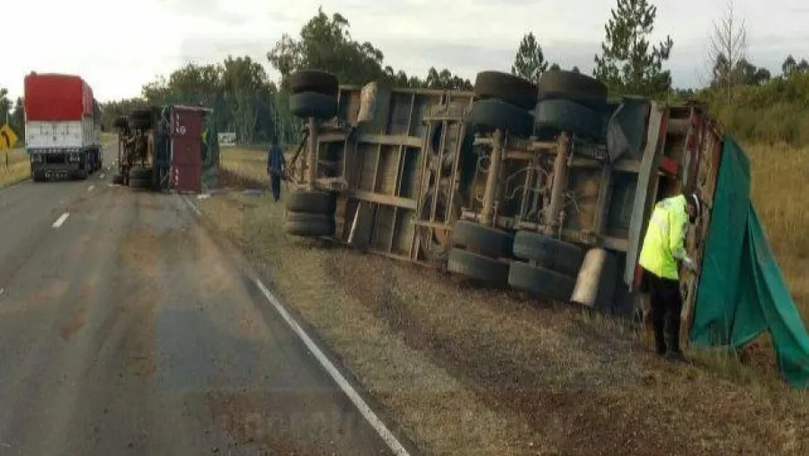 Volcó un camión cargado con abono de pollo