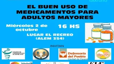 Habrá una charla sobre uso adecuado de los medicamentos en personas mayores