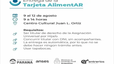 La Municipalidad difundió el cronograma de entrega de la Tarjeta Alimentar en Paraná