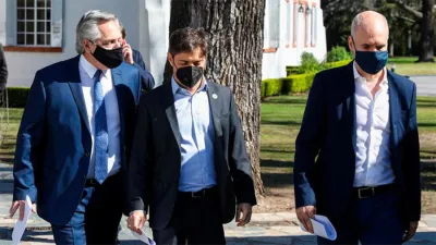 Alberto Fernández, Axel Kicillof y Horacio Rodríguez Larreta
