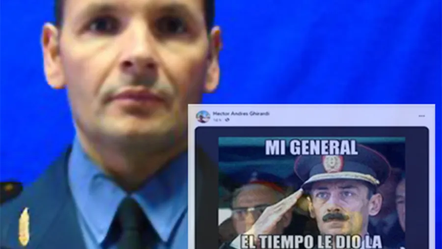 El comisario inspector Héctor Andrés Ghirardi manifestó apoyo al dictador y genocida Jorge Rafael Videla y repudió a los Derechos Humanos. Fue sumariado.