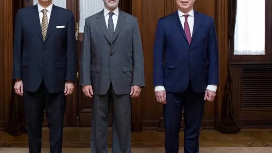 El presidente de la Corte Suprema, Horacio Rosatti, Carlos Rosenkrantz y Ricardo Lorenzetti.