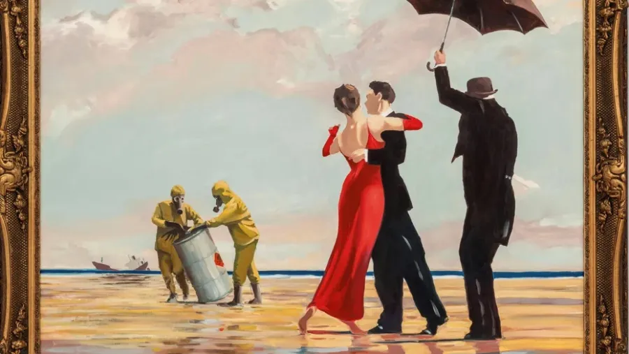 Crude Oil (Vettriano), la obra de Banksy que fue subastada.