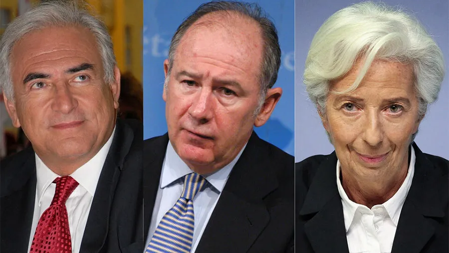 Rodrigo Rato, Dominique Strauss Kahn y Christine Lagarde, ex titulares del FMI.