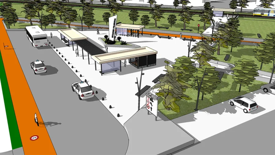 Maqueta del proyecto que plantea una estación polimodal con espacios verdes para el área Metropolitana de Paraná.