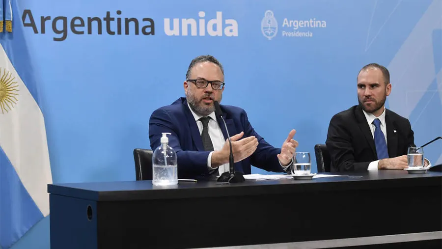 Imagen de archivo del ministro de Desarrollo Productivo, Matías Kulfas; y el ministro de Economía, Martín Guzmán.
