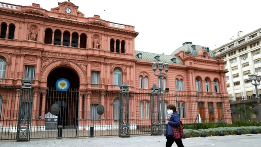 Vista de la Casa Rosada durante la cuarentena en plena pandemia. Vista de la Casa Rosada durante la cuarentena en plena pandemia.