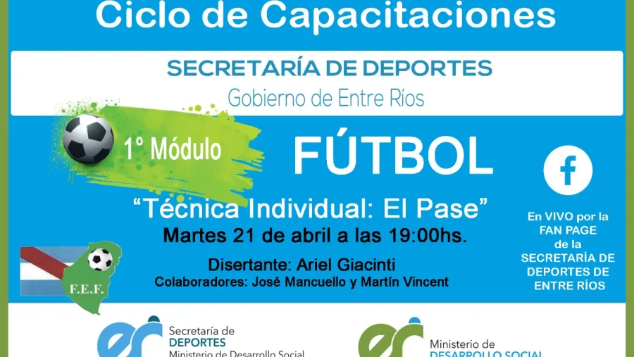 Capacitación El fútbol dará continuidad al Ciclo de Capacitaciones de deportes de conjunto