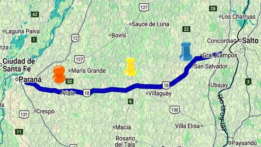 peajes ruta 18 mapa