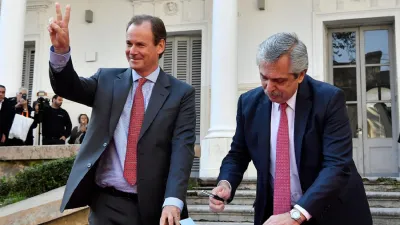 Imagen de archivo del gobernador Gustavo Bordet y el Presidente Alberto Fernández.