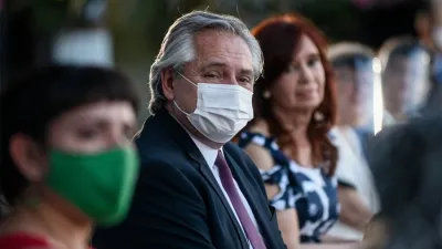 Alberto Fernández junto a Cristina Fernández de Kirchner en la ex Esma, el pasado 10 de diciembre.