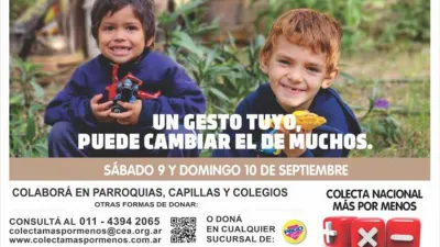 Afiche que promociona la colecta Más por Menos que se realizará el 9 y 10 de septiembre.