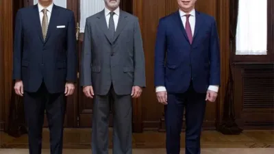 El presidente de la Corte Suprema, Horacio Rosatti, Carlos Rosenkrantz y Ricardo Lorenzetti.