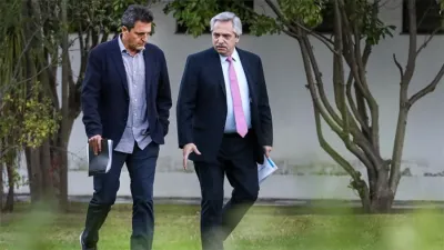 Imagen de archivo. El Presidente Alberto Fernández y el titular de la Cámara de Diputados, Sergio Massa, cenaron a solas anoche en Olivos.