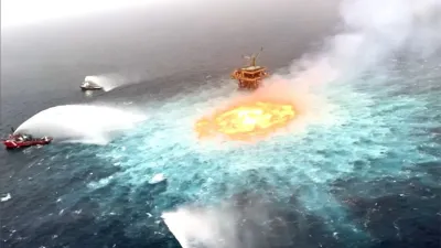 El incendio en la plataforma petrolera de la estatal Pemex, generó un daño ambiental incalculable.