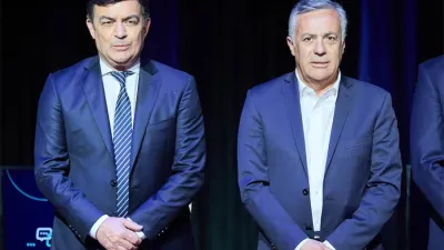 Los candidatos a Gobernador de Mendoza Omar De Marchi y Alfredo Cornejo.