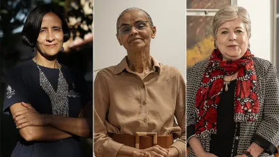 Susana Muhamad, Marina Silva y Alicia Bárcena, ministras de Medio Ambiente de Colombia, Brasil y México, respectivamente.