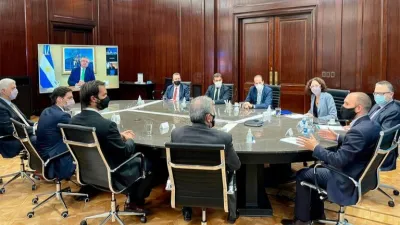 Del anuncio del Presidente ante representantes de empresas participaron el ministro de Desarrollo Productivo, Matías Kulfas; el de Economía, Martín Guzmán, y la vicejefa de Gabinete, Cecilia Todesca.