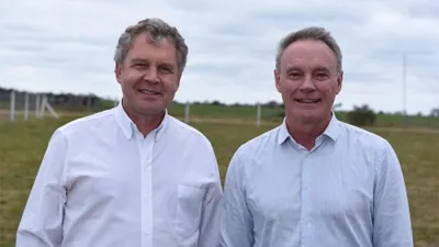 Imagen de archivo de los referentes de “Entre Ríos Cambia”: Pedro Galimberti (Chajarí) y Darío Schneider (Crespo).