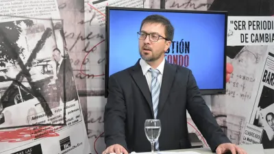 Ignacio Pérez Núñez, abogado de Rufino Pablo Baggio, en el estudio del programa Cuestión de Fondo (Canal 9, Litoral).