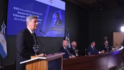 El presidente de la Corte Suprema, Horacio Rosatti, en un encuentro de jueces de tribunales orales en San Juan.