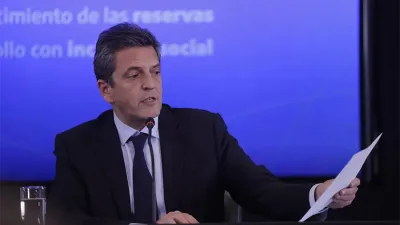 Sergio Massa durante el anuncio de las medidas económicas.