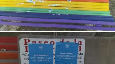 vandalismo "pro vida" en el Paseo de la Diversidad Paraná