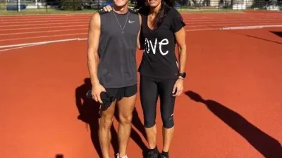 Gabriela Sabatini probó el salto con garrocha junto al entrerriano Pablo Zaffaroni